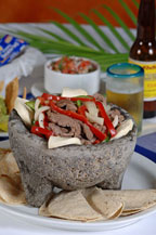 beef molcajete at baja cantina restaurant and dockside bar in cabo san lucas, mexico
