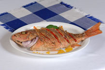 fried red snapper at baja cantina restaurant and dockside bar in cabo san lucas, mexico