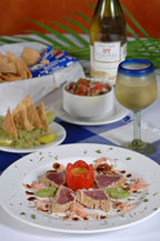 fresh tuna at baja cantina restaurant and dockside bar in cabo san lucas, mexico