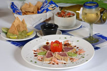 fresh tuna at baja cantina restaurant and dockside bar in cabo san lucas, mexico