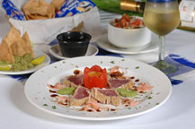 fresh tuna at baja cantina restaurant and dockside bar in cabo san lucas, mexico