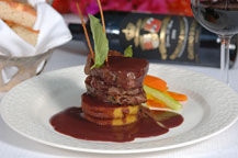 beef filets with mushroom polenta served at alfredo di roma italian restaurant - san jose del cabo, los cabos, mexico
