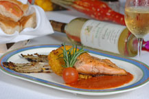 grilled salmon served at alfredo di roma italian restaurant - san jose del cabo, los cabos, mexico
