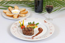 beef fillet served at las palmas beach club and grill in cabo san lucas