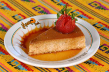 flan for dessert at mango deck beach restaurant in cabo san lucas