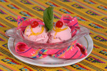 strawberry ice cream for dessert at mango deck beach restaurant in cabo san lucas